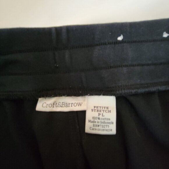 Croft & Barrow Crop Pants Stretch Black PL Petite Large casual drawstring comfy - Picture 9 of 10